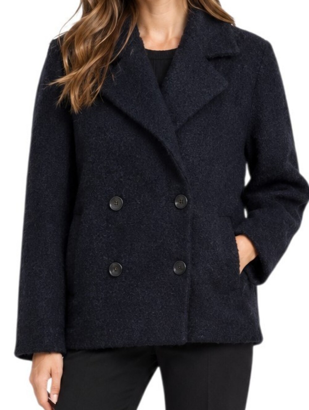 Vince Alpaca-Wool Blend Double-Breasted Peacoat Black